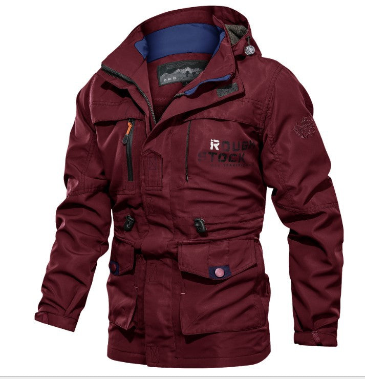 Chic Men'S Medium To Long Casual Outdoor Hooded Plus Size Jacket for