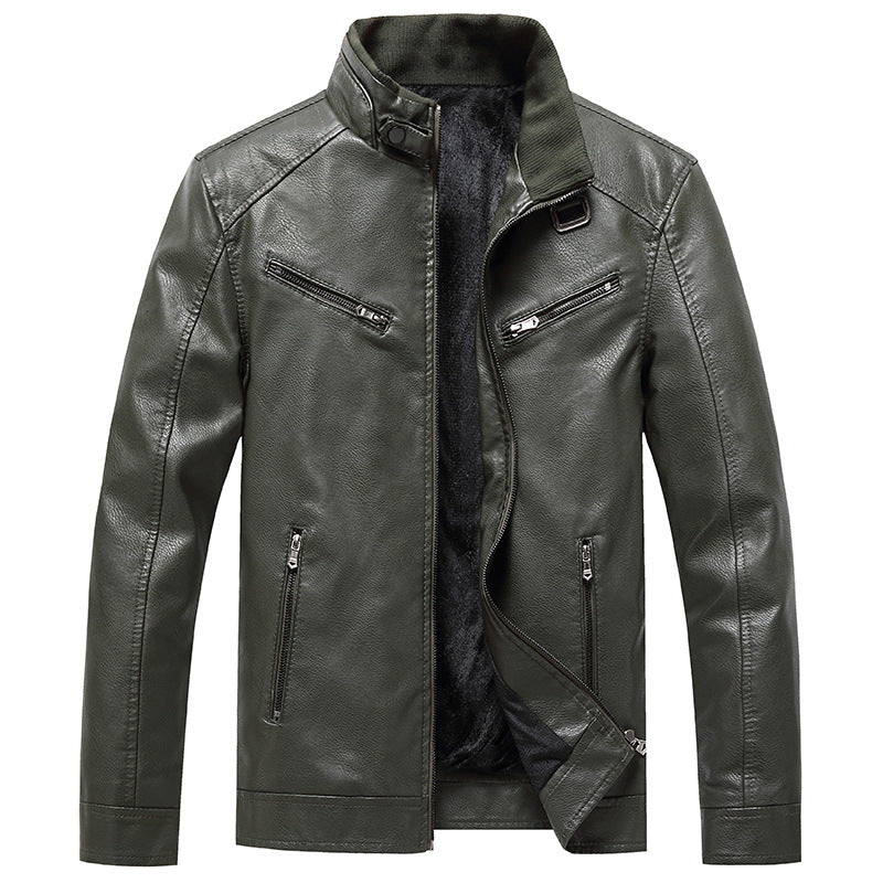 Manteau rembourré polaire pour homme, style coréen décontracté, col montant, veste en cuir PU, jeune et tendance