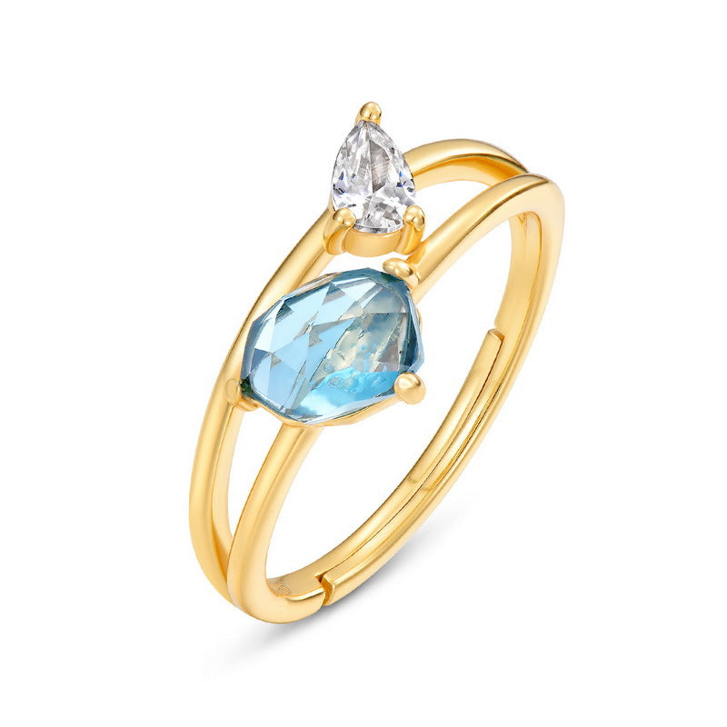 Bague topaze bleu ciel de luxe légère et tendance