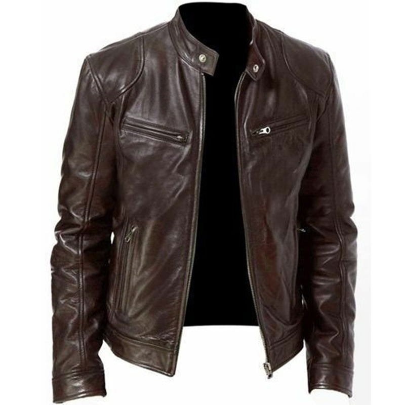 PU-Lederjacke Slim-Fit-Lederjacke