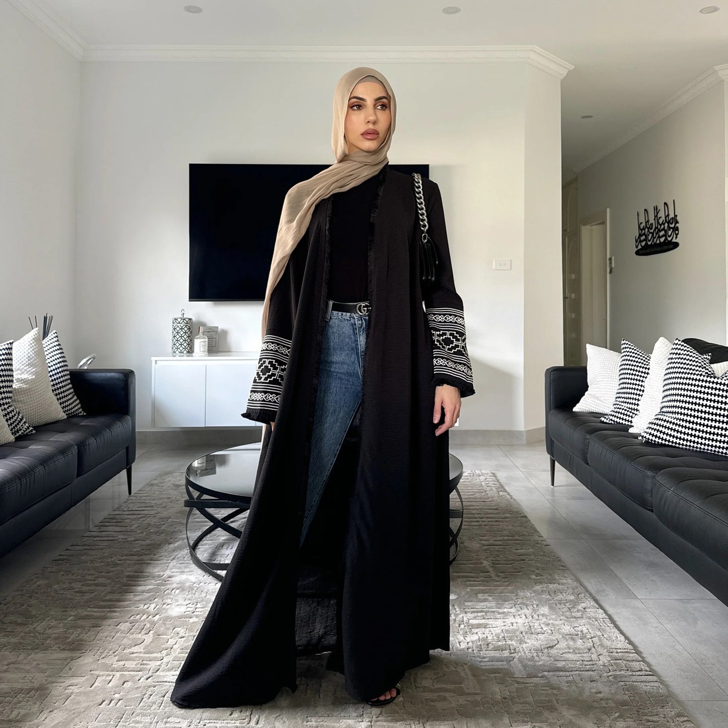 Fransen-Cardigan-Robe Muslimisches Kleid