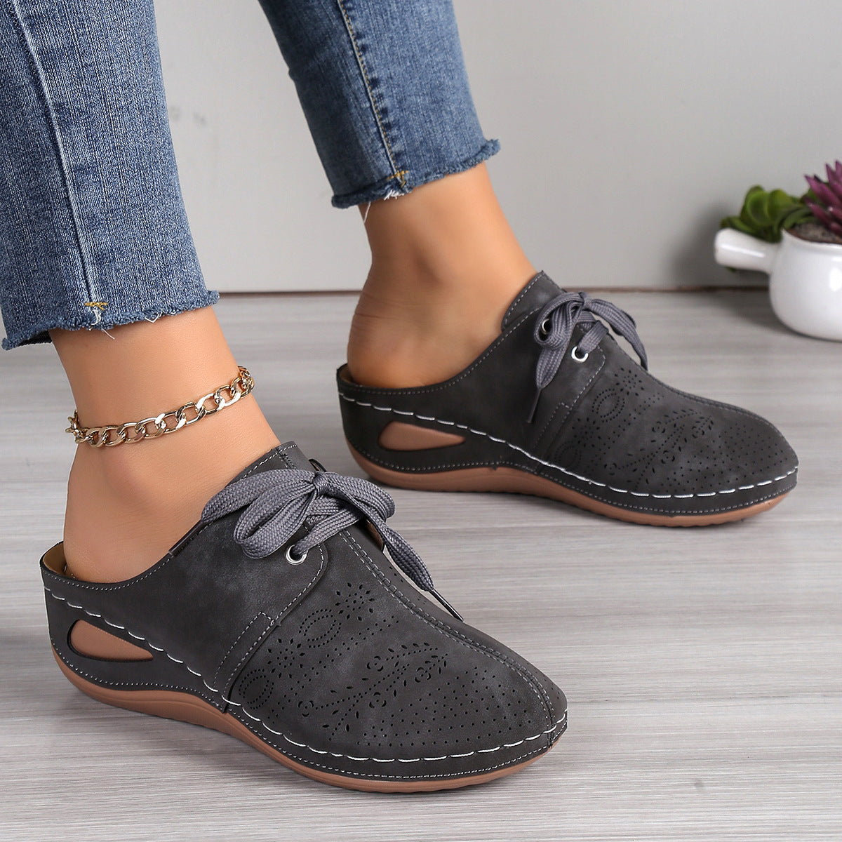 Sommer Baotou Schnürschuhe Outdoor Aushöhlen Keile Hausschuhe Für Frauen Sportschuhe
