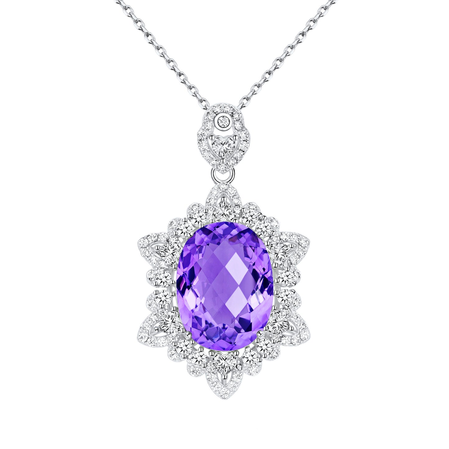 Natural Amethyst Necklace in 925 Sterling Silver — Elegant Women’s Gemstone Jewelry