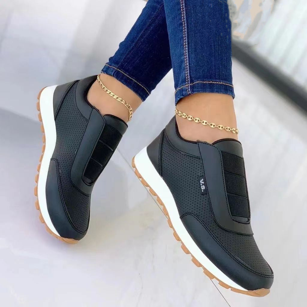 Damen Flache Schuhe Gummiband Design Schuhe Plateau Sneakers