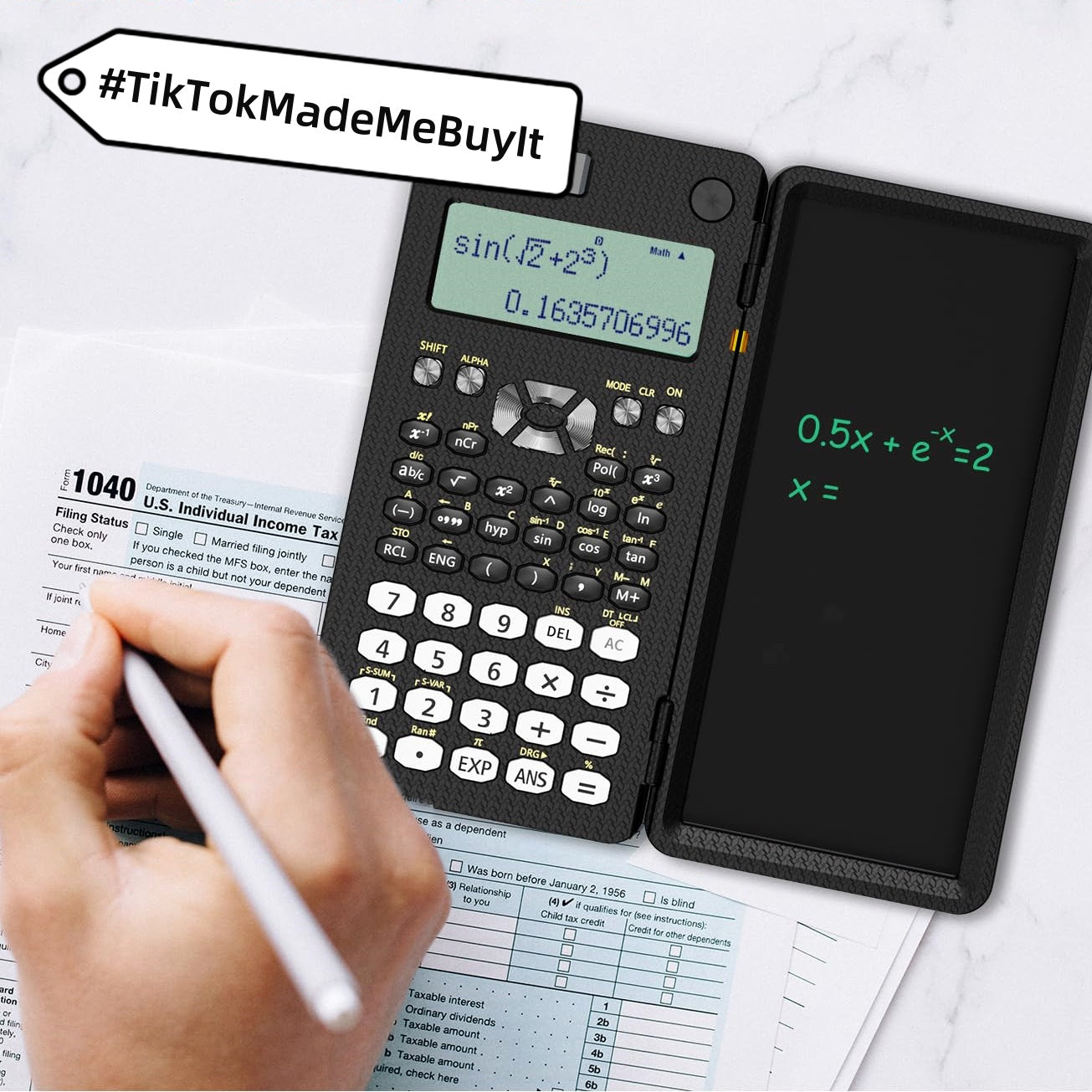 Calculatrices scientifiques pliables 2 en 1 avec tablette d'écriture, fonction d'apprentissage, calculatrices scientifiques de bureau pliables