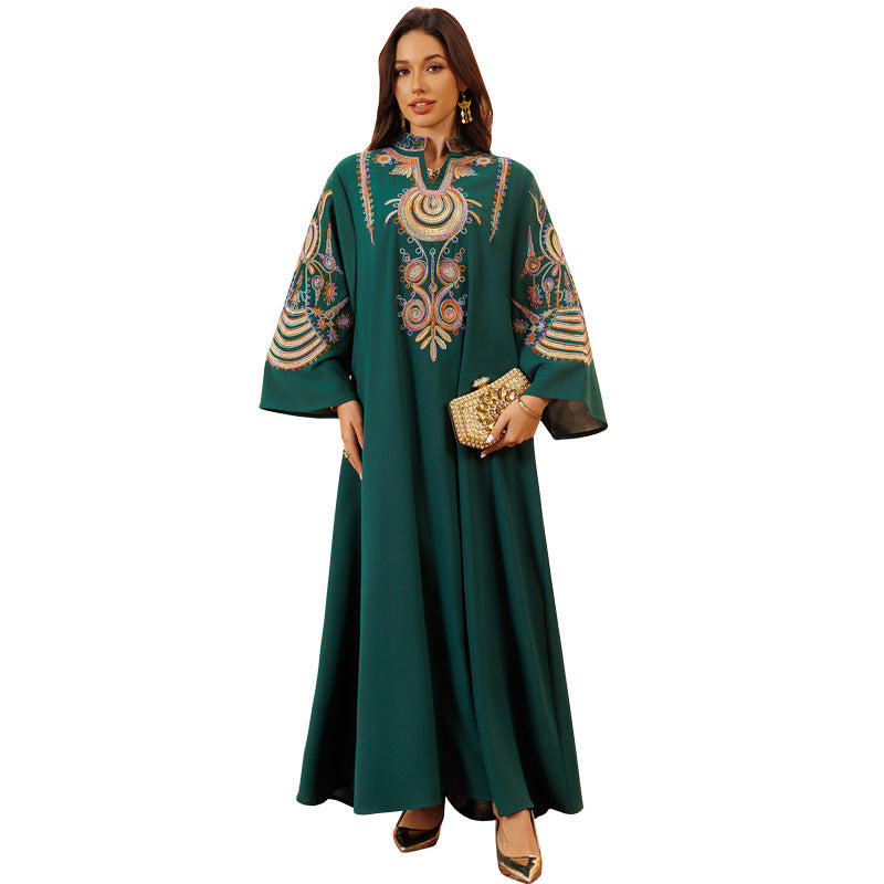 Besticktes Seil besticktes muslimisches Pulloverkleid für Damen