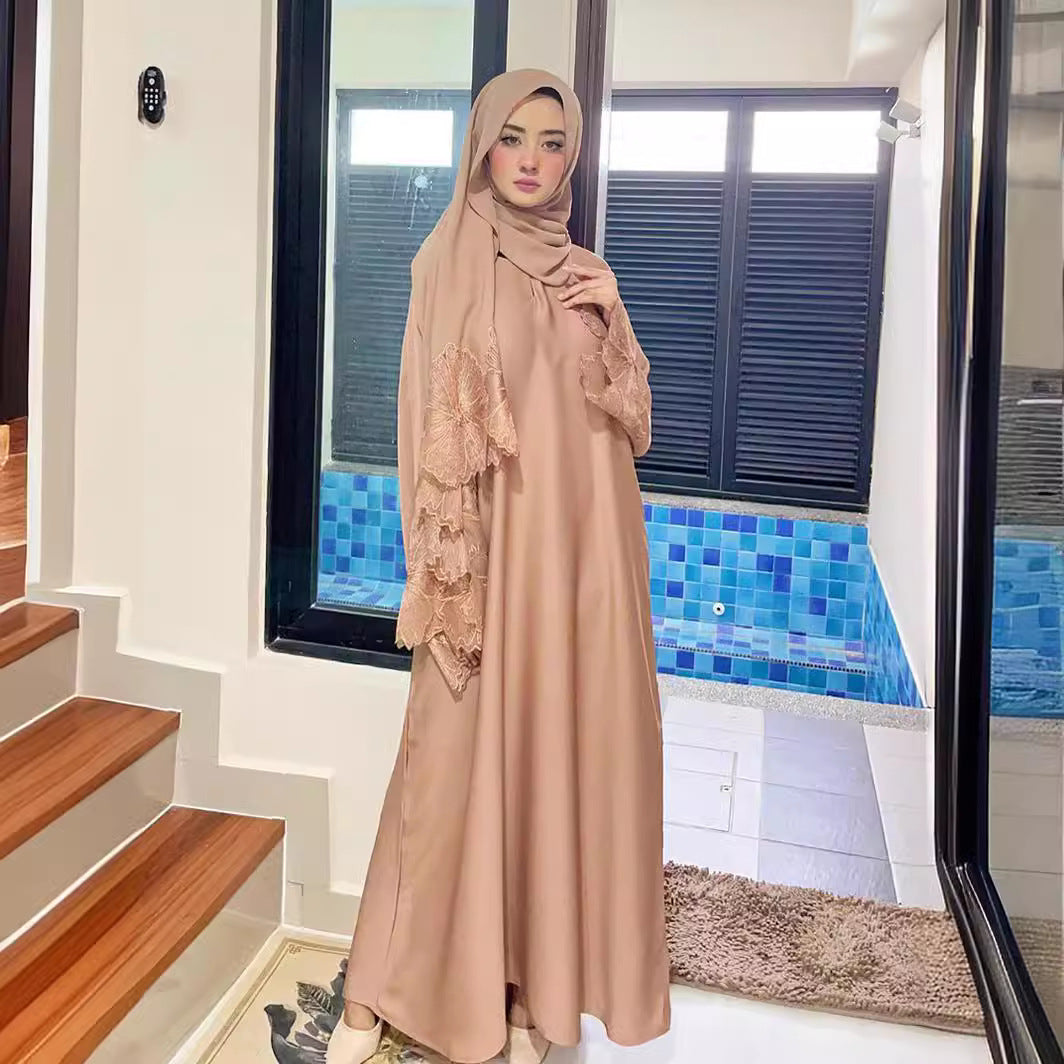 Robe musulmane pour femme, robe malaise indonésienne avec foulard