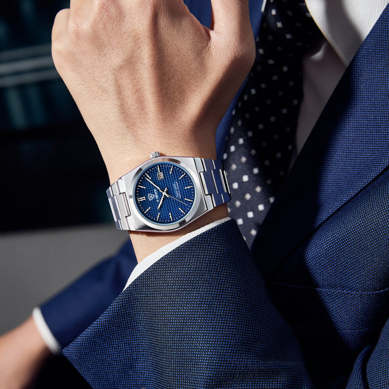 Herren Quarz-Schweizer-Uhr mit Faltschließe