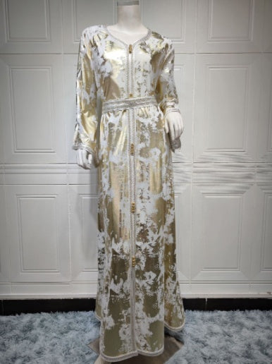 Muslimischer Bronzing-Bademantel, zweiteiliges Damenkleid mit Gürtel
