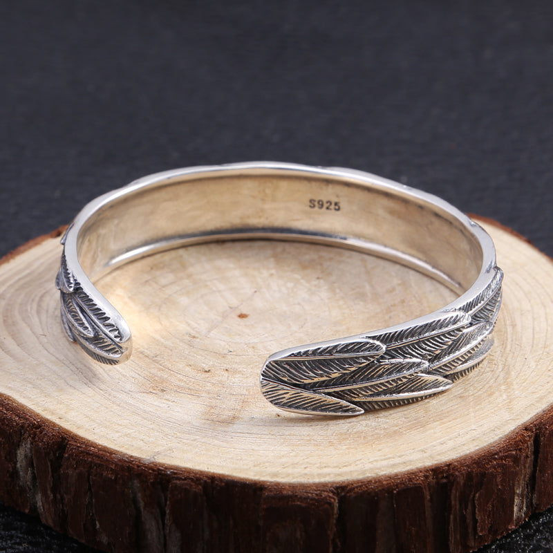 Trendy Silver Jewelry Sterling Feather Bracelet