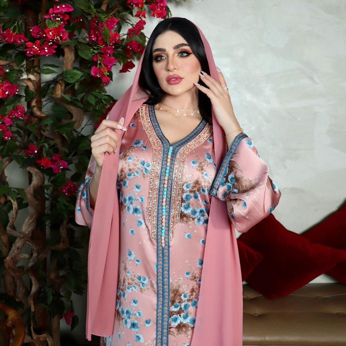 Neues Hot Diamond Muslimisches Print-Kleid