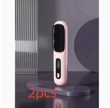Trendy 2 In 1 Straight Hair Comb Wireless Hair Straightener Brush Hai