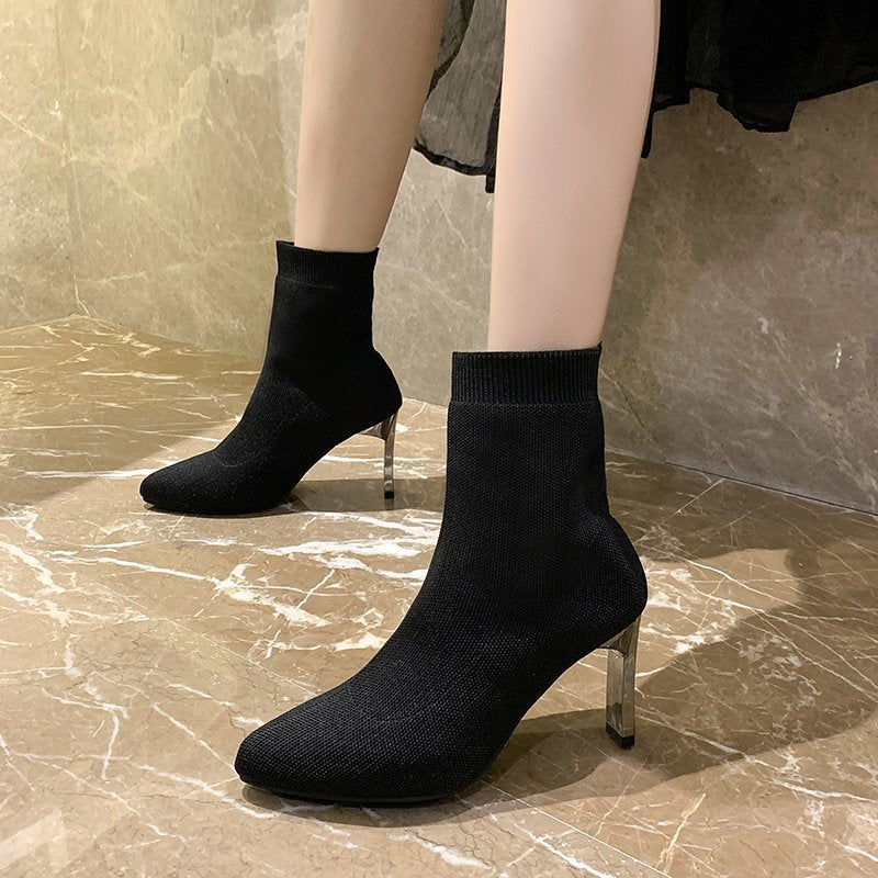 Spitze Zehen Stiefeletten Damen Socken Schuhe