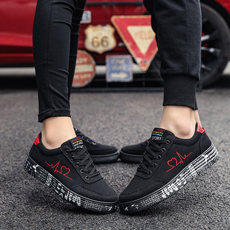Love Print Canvas Schuhe Damen Herren Flats Schnürschuhe Freizeitschuhe Liebhaber Sportschuhe Valentinstag