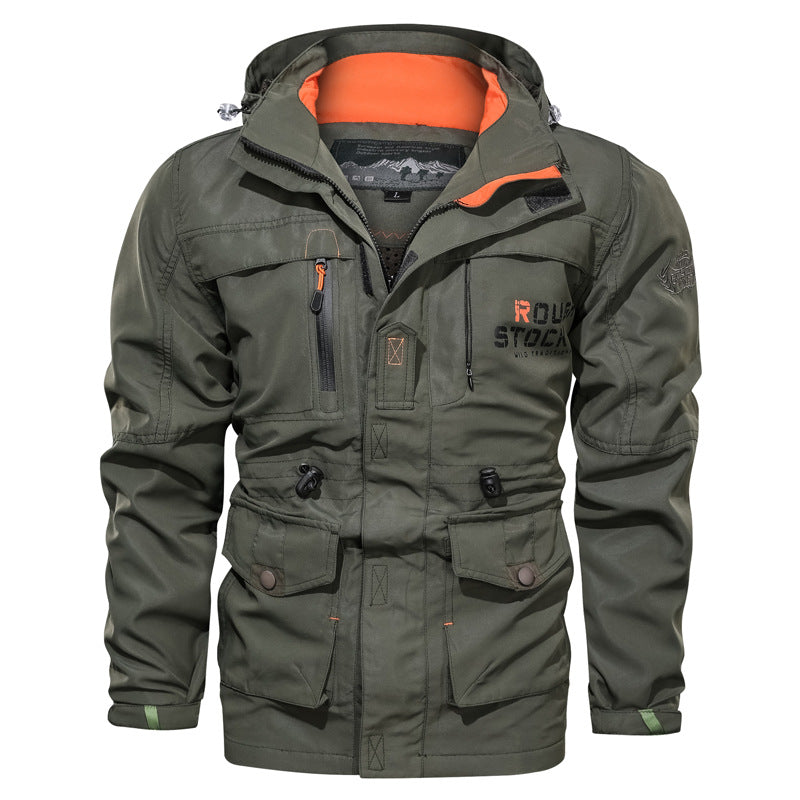 Chic Men'S Medium To Long Casual Outdoor Hooded Plus Size Jacket for