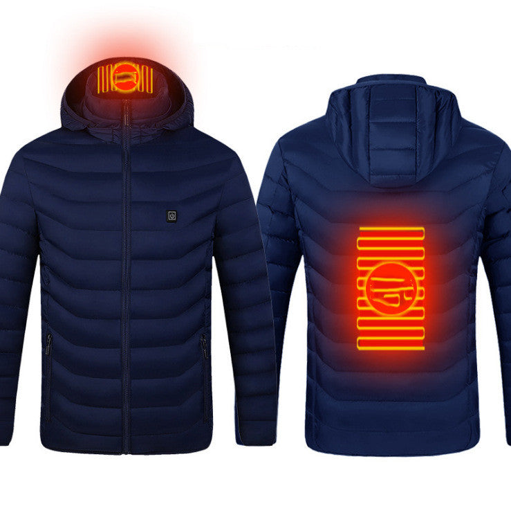 Winter Beheizte Jacke USB Elektrische Baumwolljacke Reißverschluss Heizung Thermokleidung Heizweste für Herren