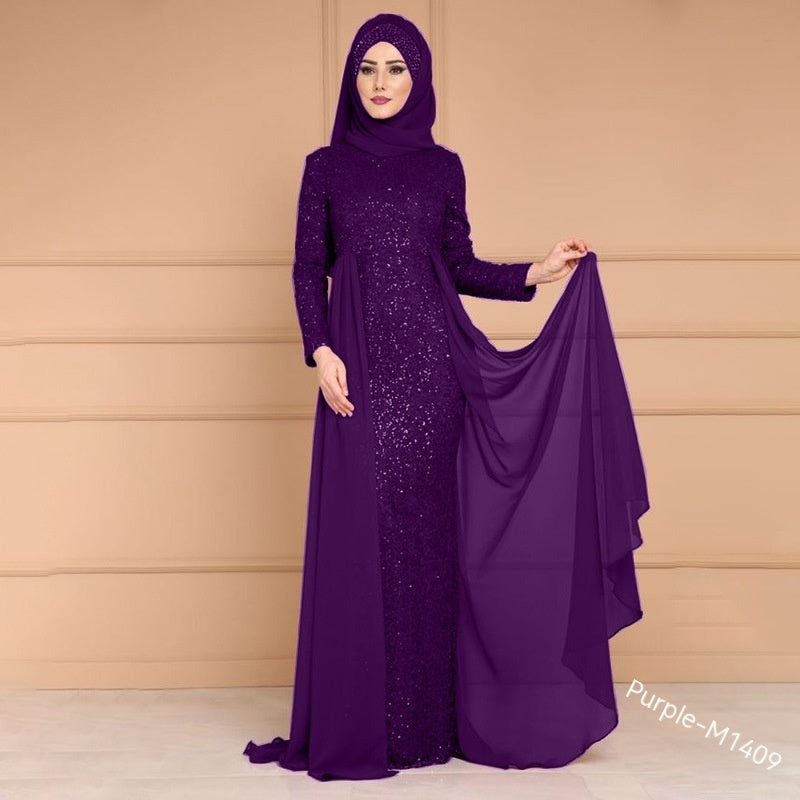 Robe longue queue de poisson Noble Élégante Amincissante Pailletée Style Rétro pour Femme