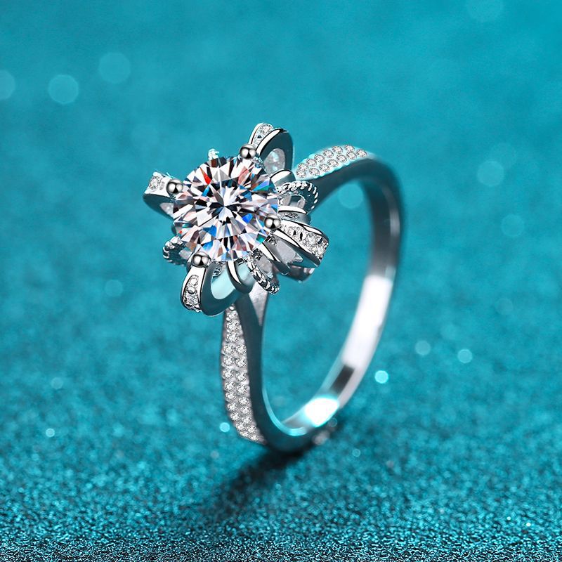925 Sterling Silber Mikro-Fassung 1 Karat Moissanit-Ring