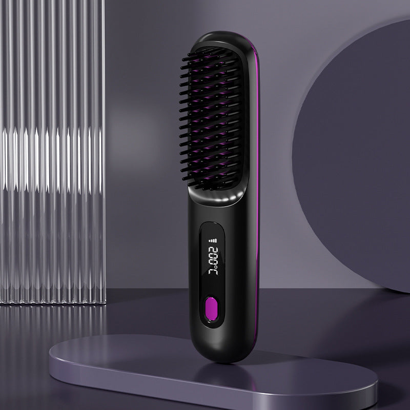 Trendy 2 In 1 Straight Hair Comb Wireless Hair Straightener Brush Hai