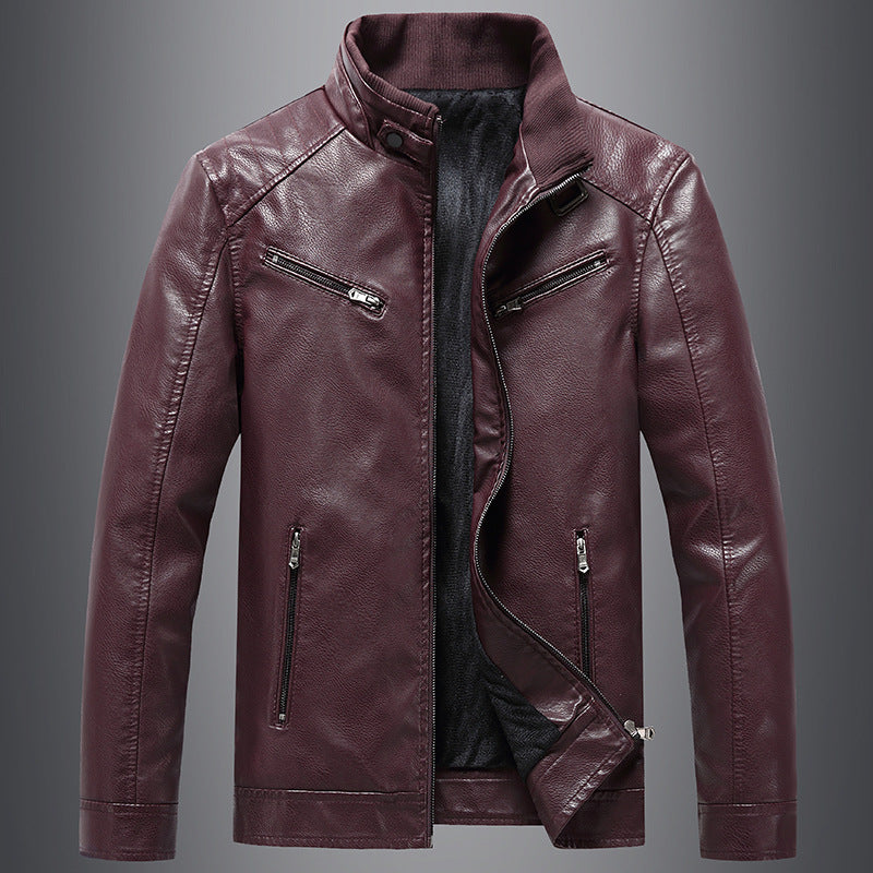Manteau rembourré polaire pour homme, style coréen décontracté, col montant, veste en cuir PU, jeune et tendance