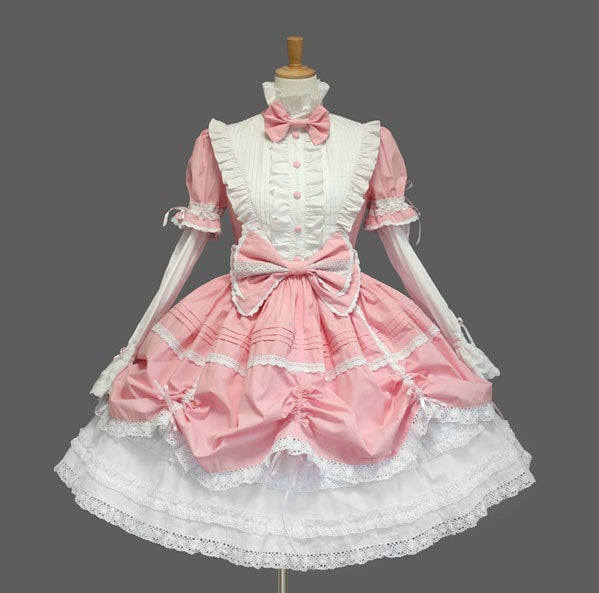 Kleid Hof Retro Spitze Gothic Cosplay Kleid Flauschiges Ärmelkleid