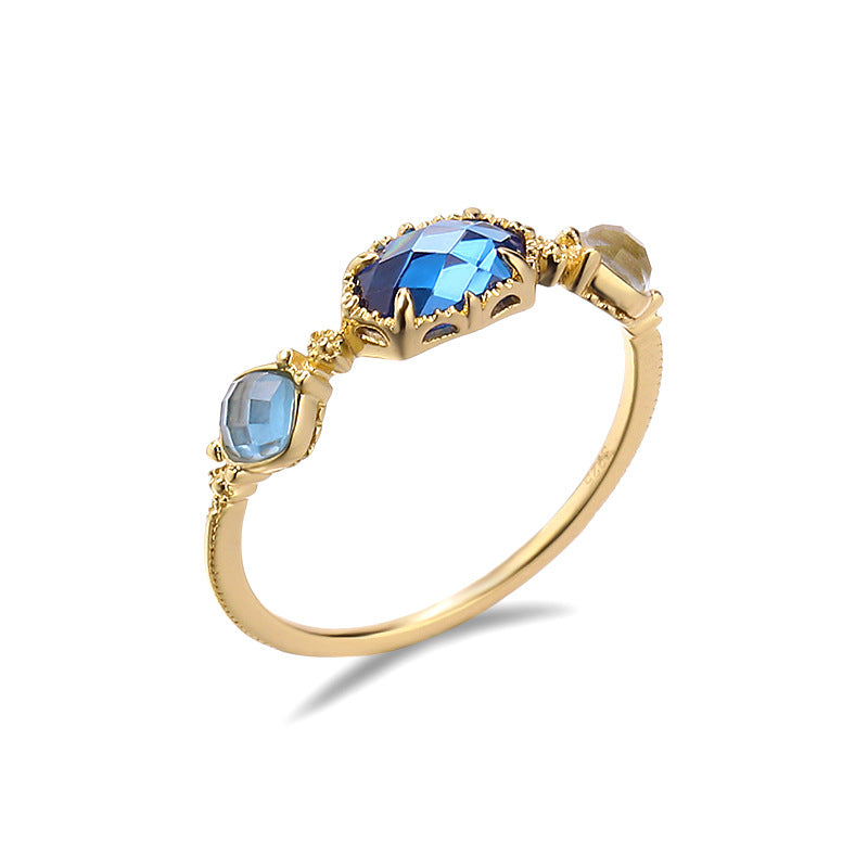 Bague vintage naturelle topaze pour femme