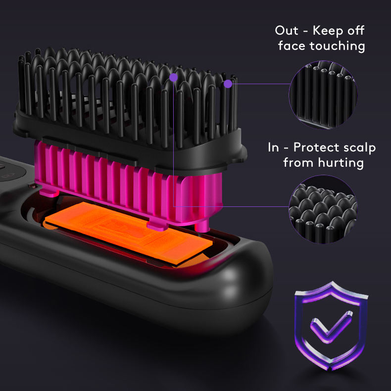 Trendy 2 In 1 Straight Hair Comb Wireless Hair Straightener Brush Hai