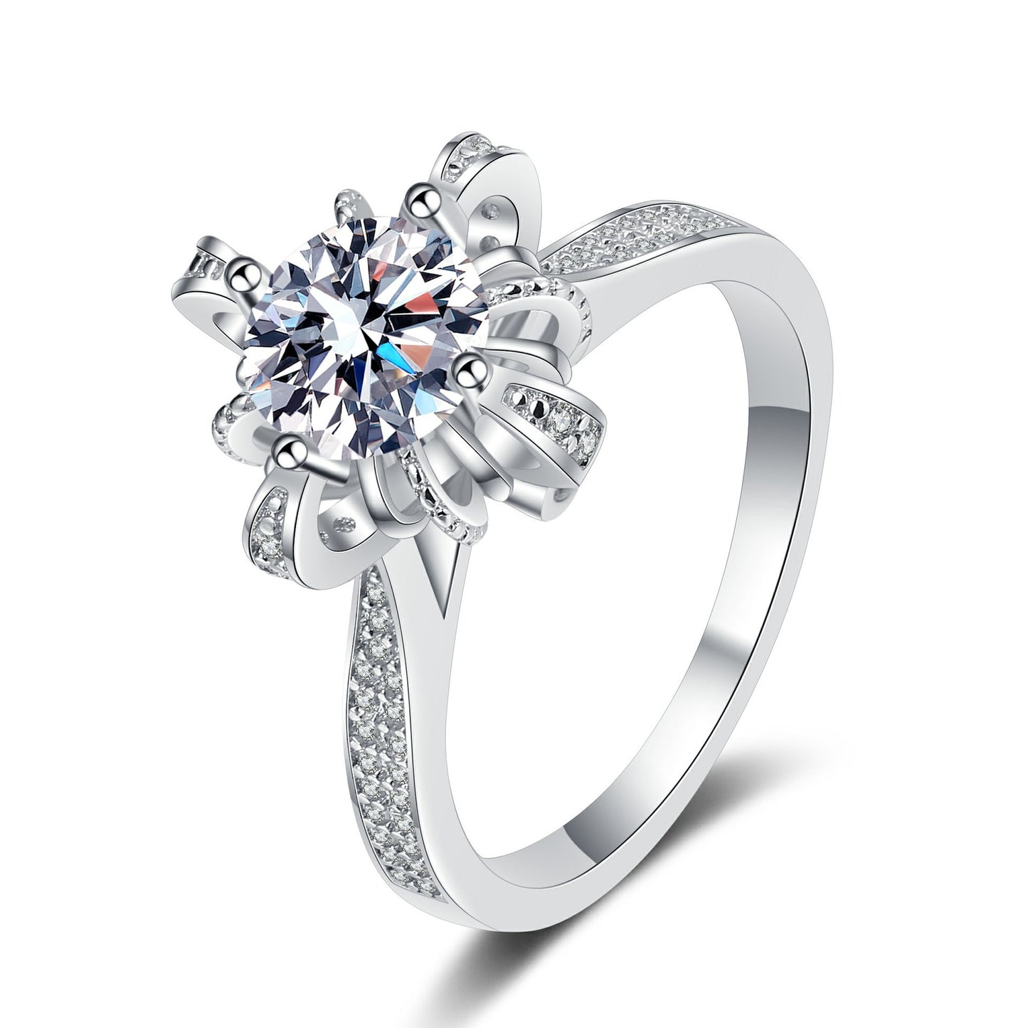 925 Sterling Silber Mikro-Fassung 1 Karat Moissanit-Ring