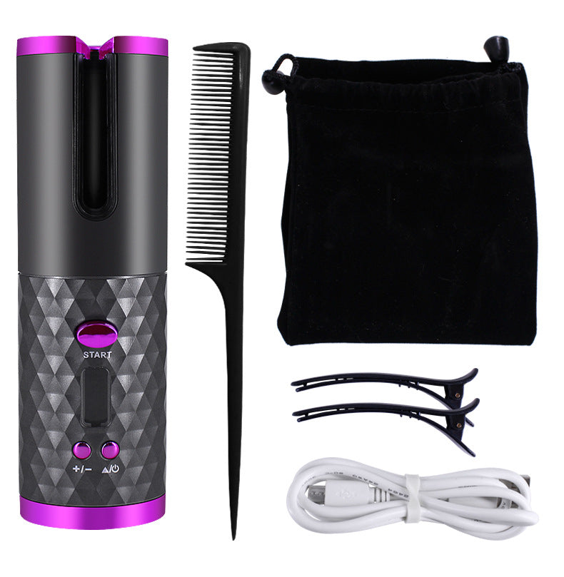 Wiederaufladbarer automatischer Lockenwickler, tragbarer Lockenstab für Damen, LCD-Display, Keramik, Locken, rotierend, Wellen-Styler