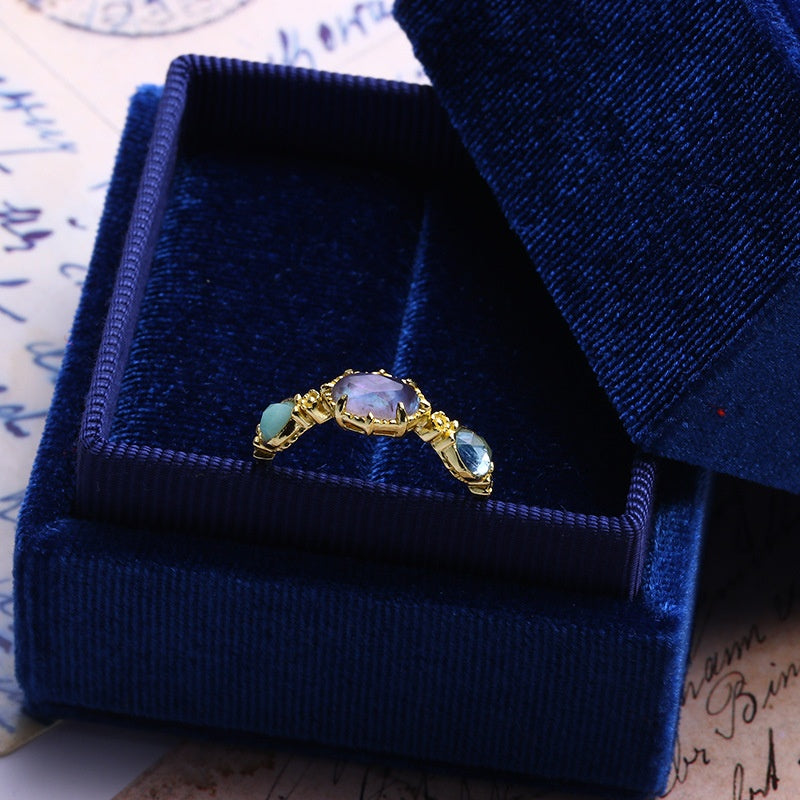 Sapphire Topaz Silver Plated 10K Ring