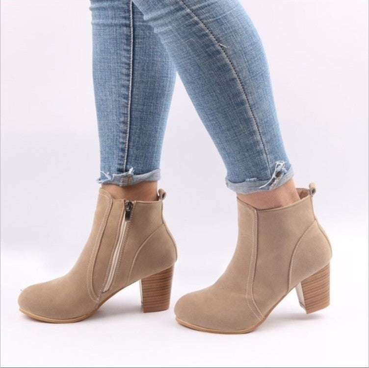 Bottes Martin à talons hauts et fermeture éclair latérale pour femmes