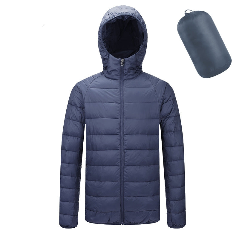 Herren Leichter Kapuzenmantel Winter Warme Einfarbige Reißverschlussjacke Modische Tragbare Oberbekleidung