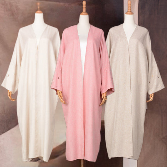 Stylish Muslim Elegant Cardigan Embroidered Dress Robe for Everyday W