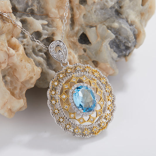 Collier creux en topaze naturelle fait à la main pour femmes