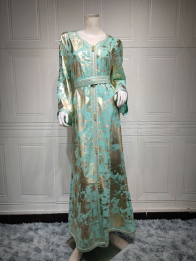 Muslimischer Bronzing-Bademantel, zweiteiliges Damenkleid mit Gürtel