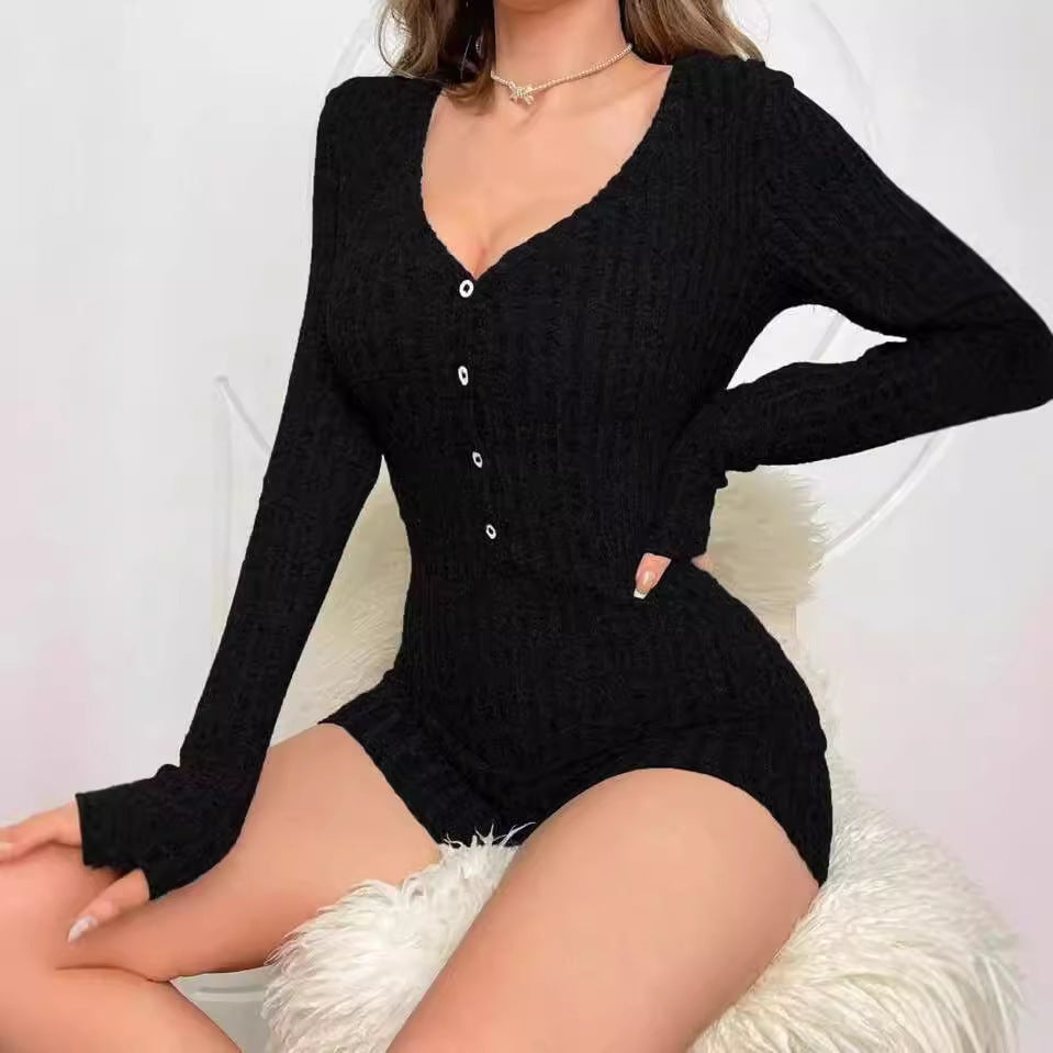 Lässiger, schlanker Damen-Jumpsuit aus Rippstrick