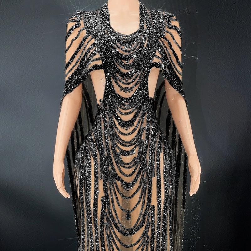 Abendkleid mit Kristall-Pailletten