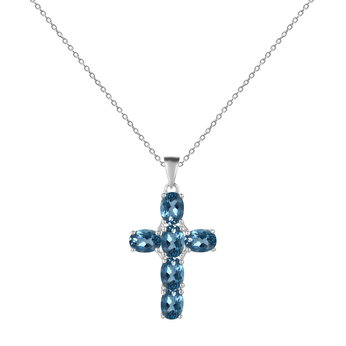 925 Silver Inlaid Crystal Cross Necklace Pendant