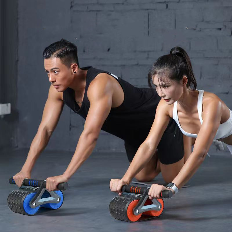 Doppelrad-Bauchtrainer für Damen und Herren, automatischer Rückprall, Bauchmuskeltrainer, Bauchroller, Taillentrainer, Fitnessstudio, Sport, Heimtrainingsgeräte