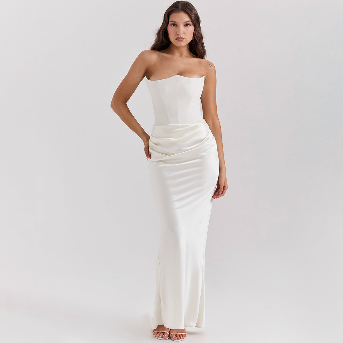 Schlankes Tube Top Maxikleid, sexy, modisch, Bandeau, rückenfrei, Party-Abendkleider für Damen