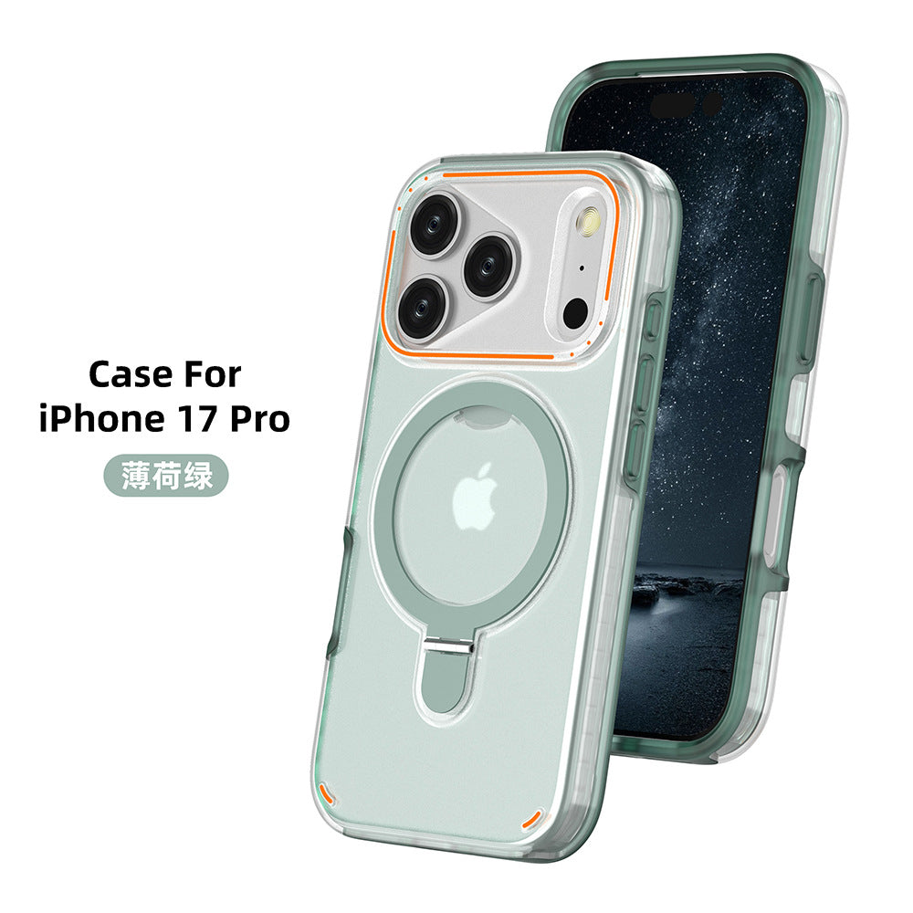 360 Rotation Stand Holder Magnetic Matte Phone Case For I-Phone 17 Pro 17 Max Plus Shockproof Protection Cover Shell