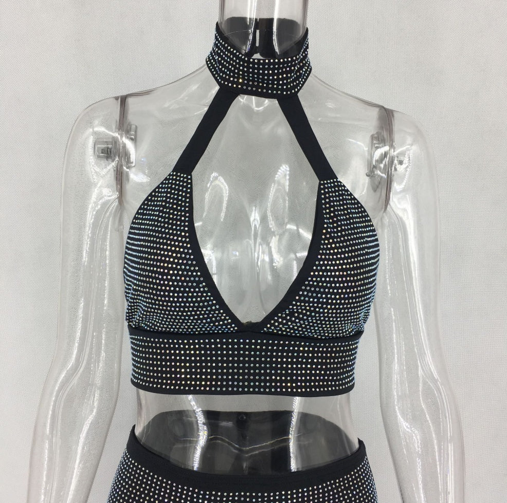 Damen Zweiteiliges Diamant-Set Kleid