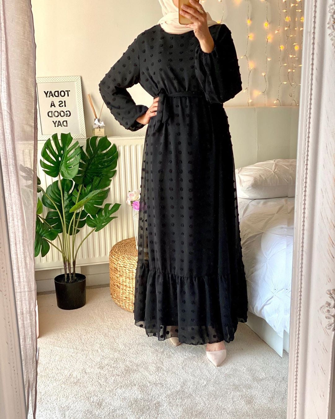 Stylish Small Hair Ball Fashion Muslim Plus Size Dress for Everyday W