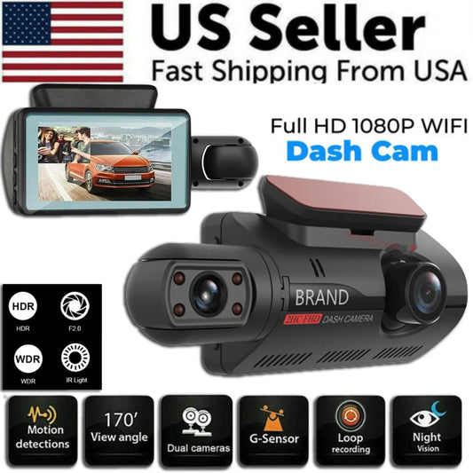 1080P Dual-Objektiv Auto DVR Dashcam Videorekorder G-Sensor Front- und Innenkamera