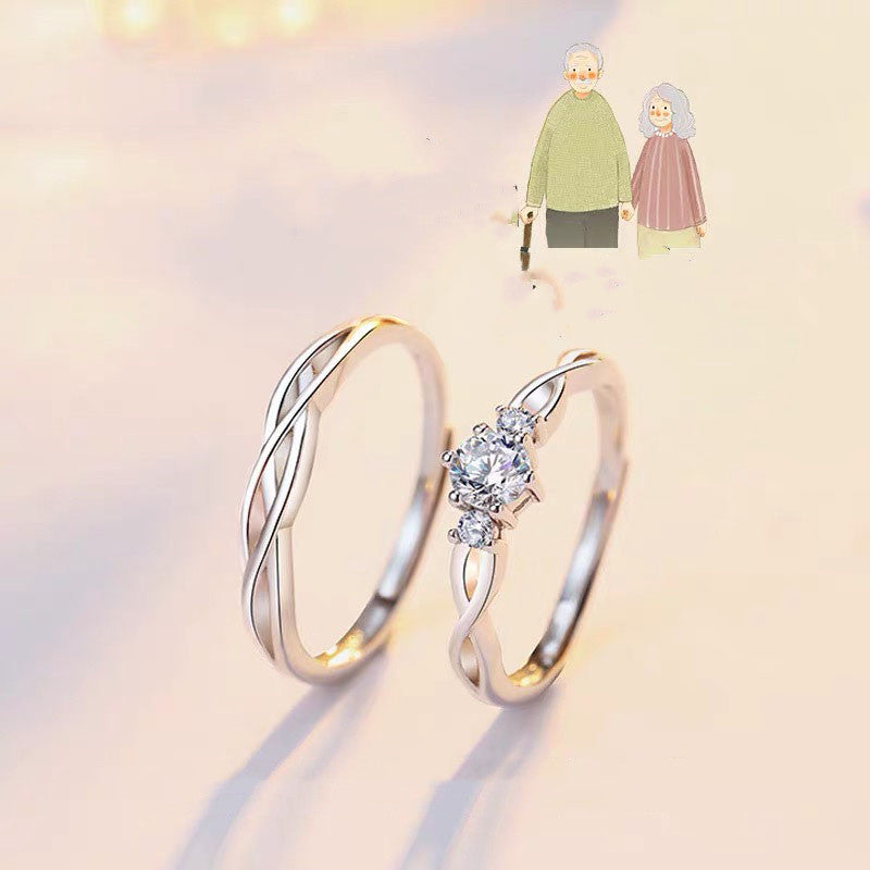 Fine Silver Platinum Plated Adjustable Ring