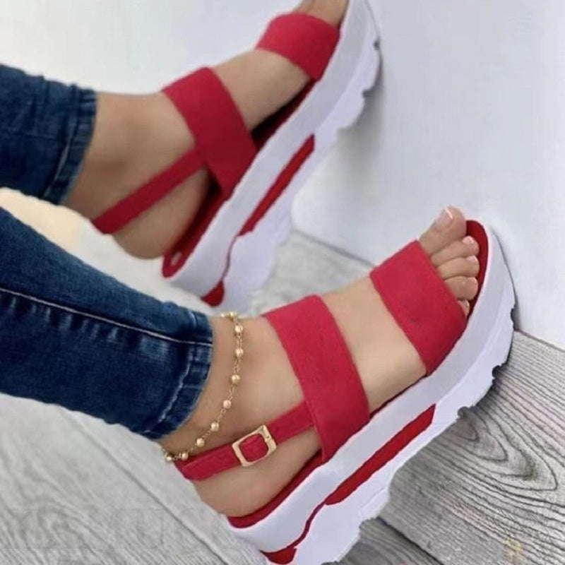 Damenschuhe Casual Schnalle Plateau Sandalen Sommermode