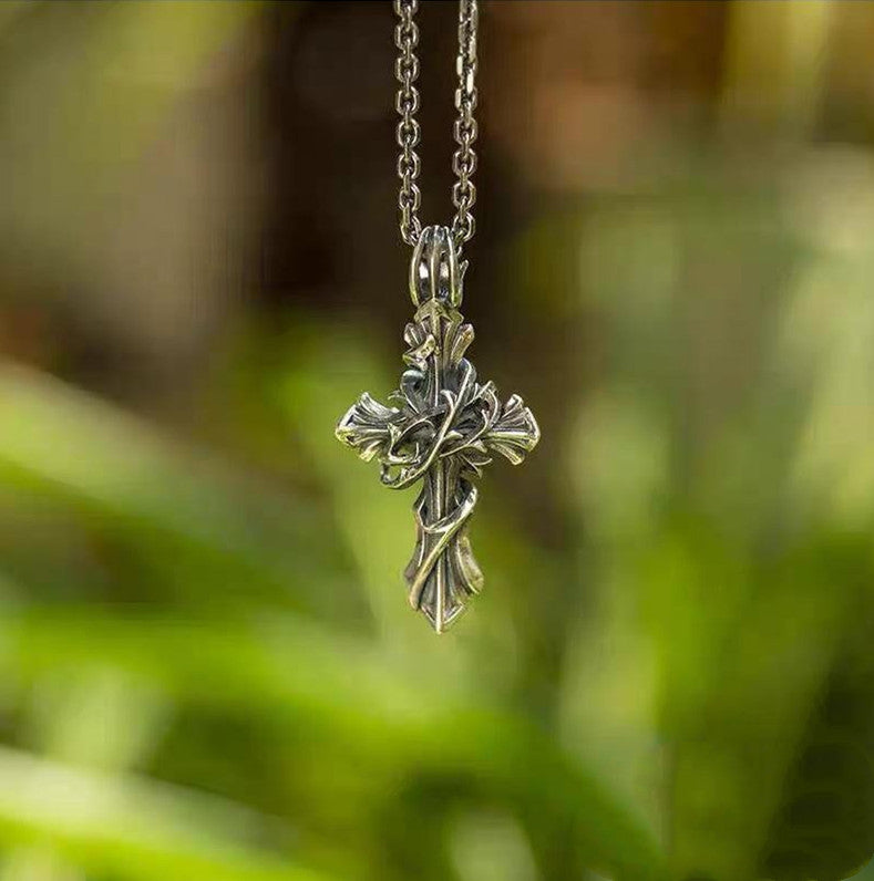 Niche Hip Hop Sterling Silver Cross Necklace