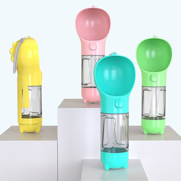 Bouteille d'eau pour animaux de compagnie, gamelle, rangement de sacs poubelles, portable pour voyage en extérieur, bouteille d'eau 3-en-1 pour chien