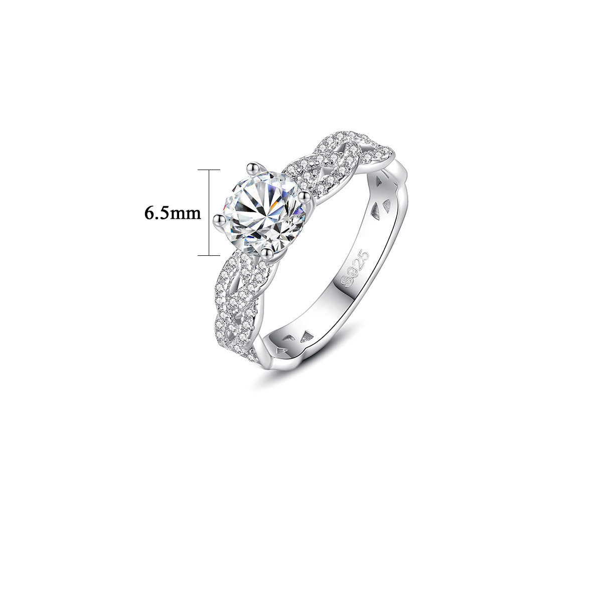 Mossan Diamond Ring 925 Sterling Silver