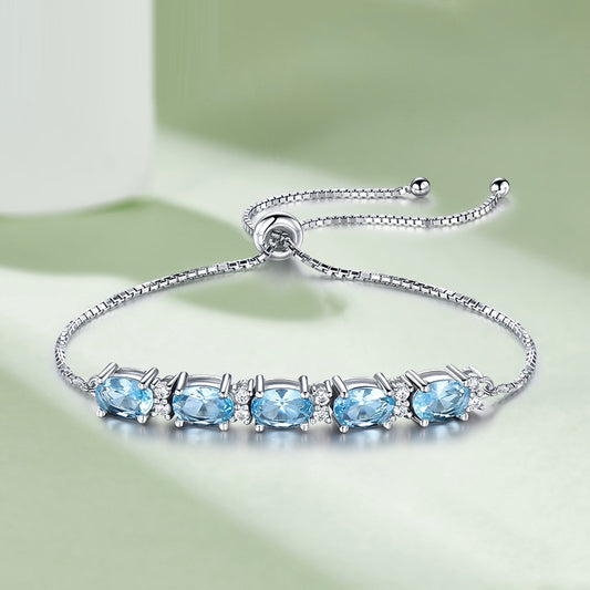Bracelet mode en argent sterling 925 et topaze bleu ciel